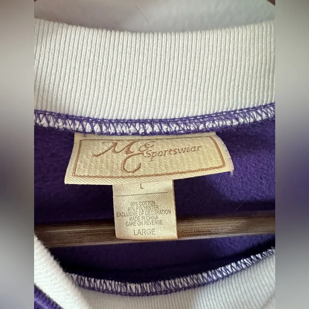 Vintage 90s Christmas winter sweater snowflake m&c sportswear 80% cotton Purple Size L - Image 6