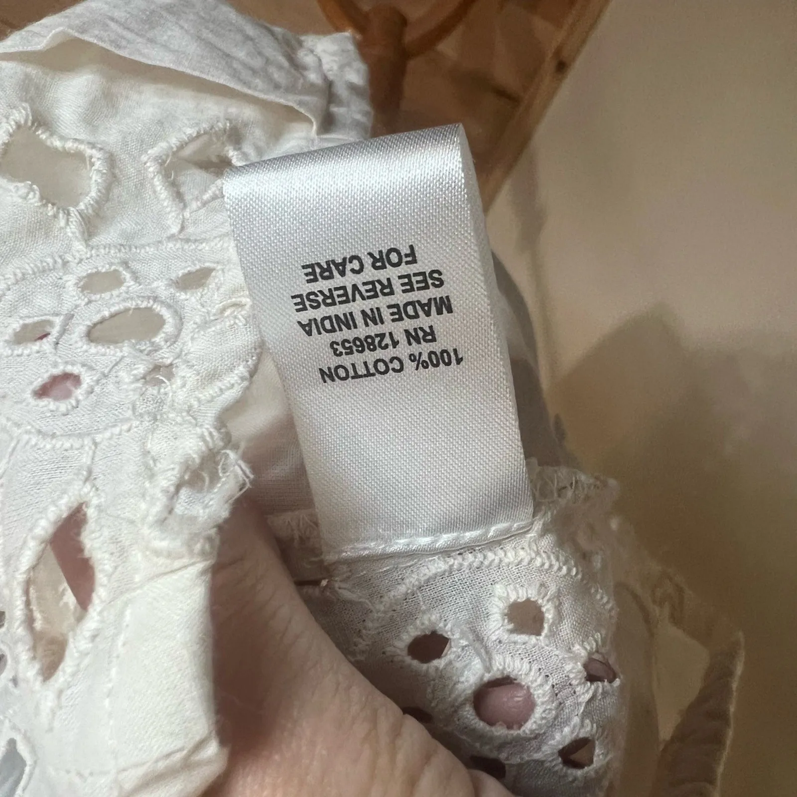 Calypso St. Barth Off White Cream Eyelet Floral Sleeveless Blouse LARGE - Image 7