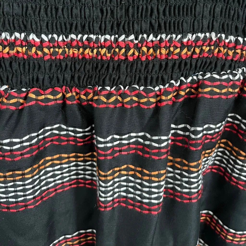Hutch Reva Stripes Smocked Midi Length Dress Black Red - Image 4