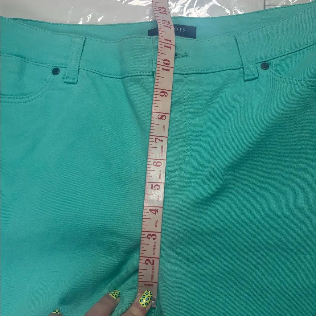 TALBOTS Simply Flattering Slim Ankle Jeans Size 16P Petite Cool Mint Green - Image 5