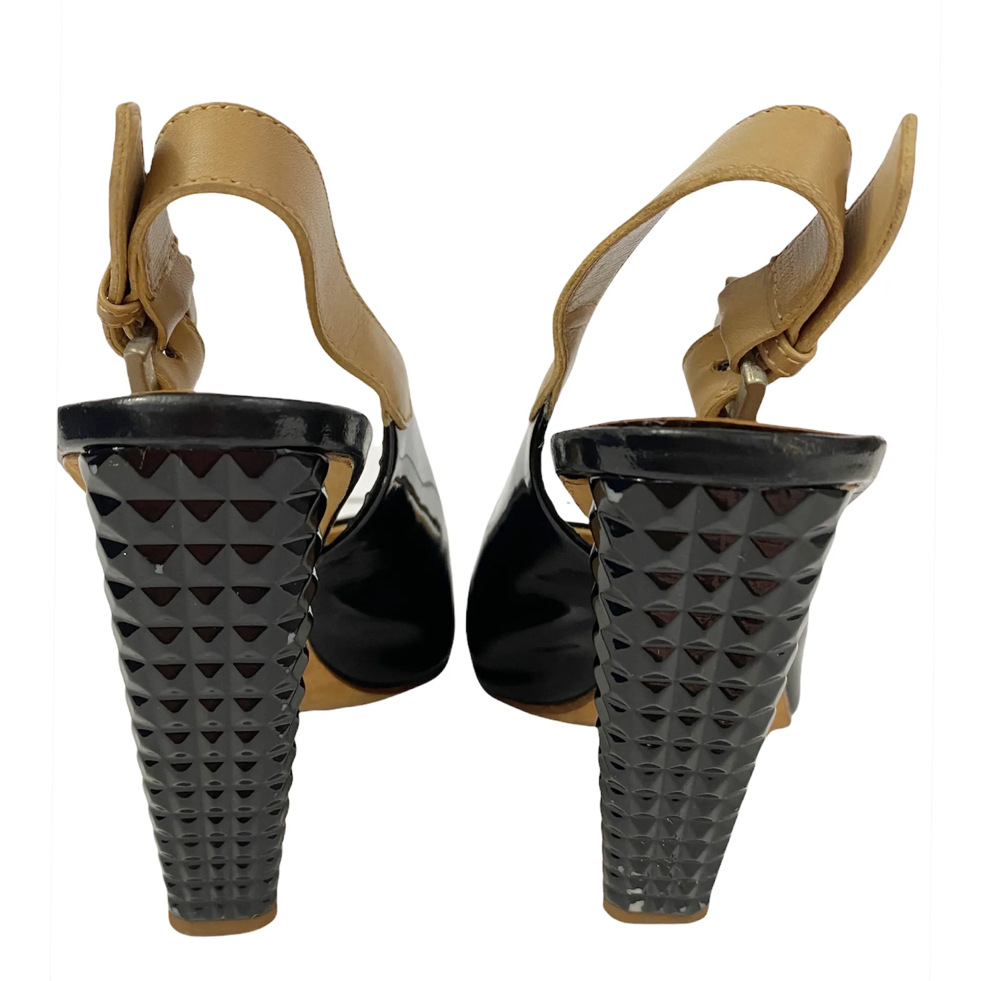 Authentic GIUSEPPE ZANNOTI Slingback peep toe pump black heels 36.5 Made Italy - Image 6