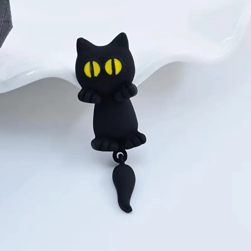 Cute Cartoon Black Cat Stud Earrings Zinc Alloy‎ Faux Fashion Jewelry - Image 2