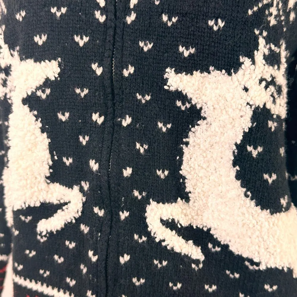J.Jill Holiday Christmas Deer Valley Reindeer Zip Up Sweater Size XS - Image 3