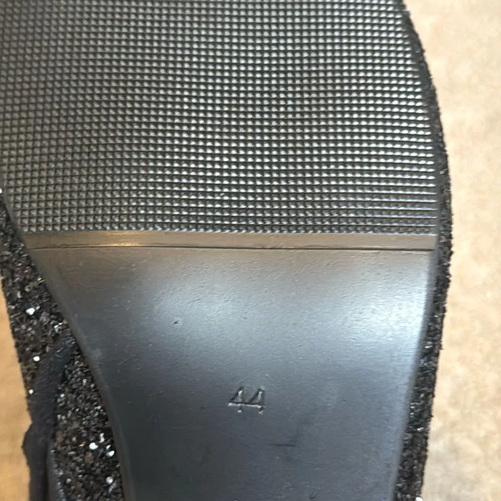 Women’s Black Glitter Covered Chunky Heeled Party Boots Zipper Size 10.5 NEW - Image 7