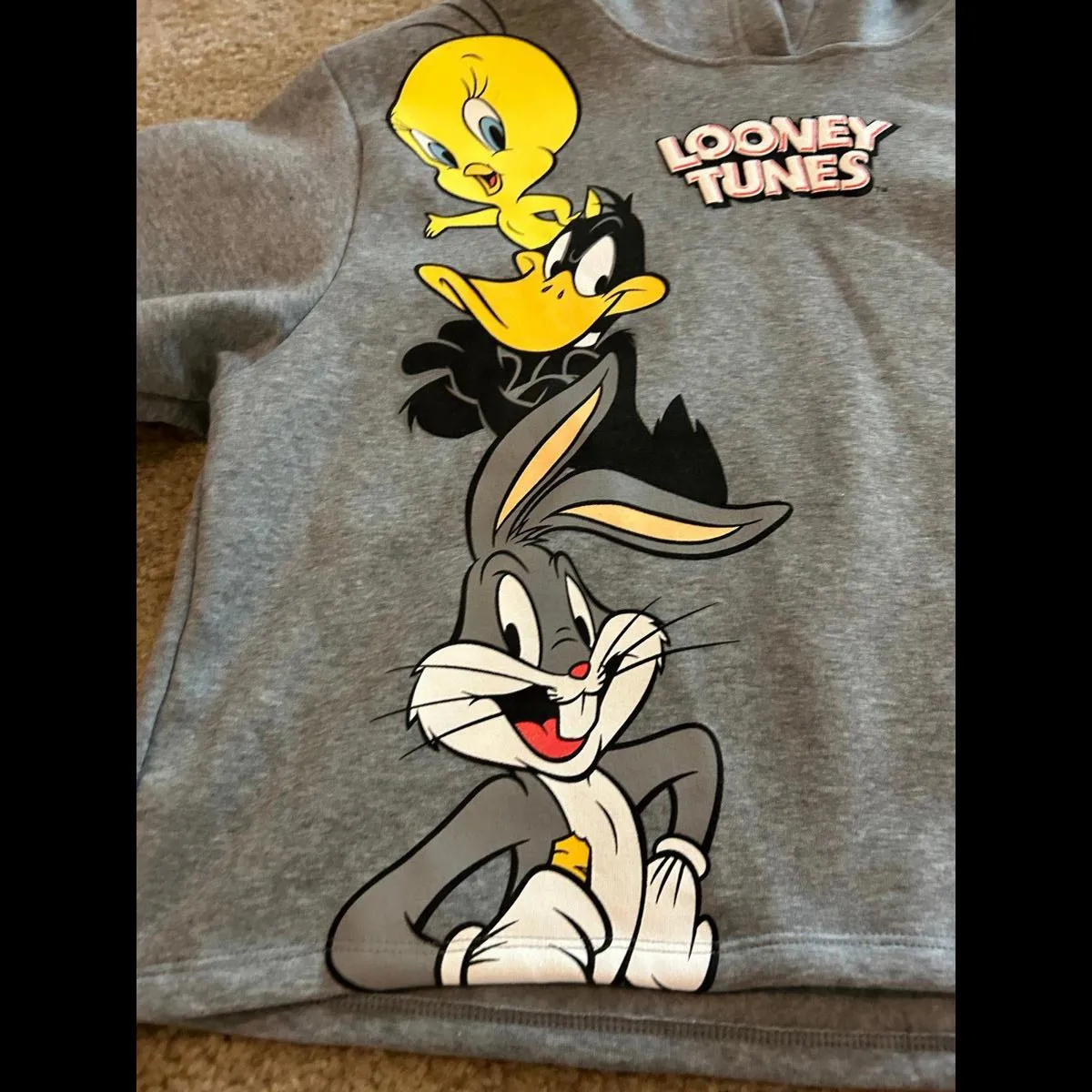 Looney Tunes Cropped Hoodie Sweatshirt - Image 2