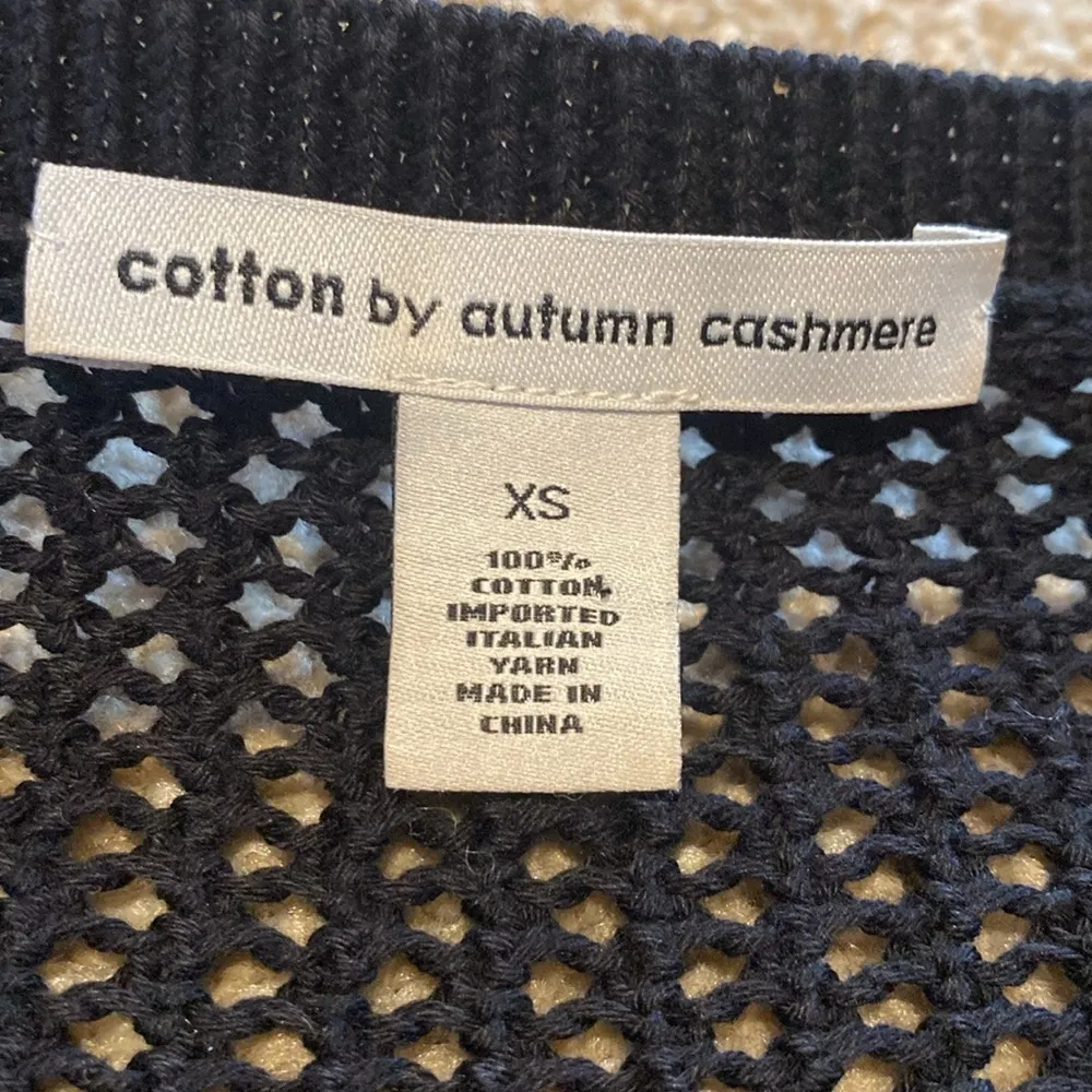 Autumn Cashmere Hand Knit Skull Oversized Open Knit Italian Cotton Sweater XS - Image 4