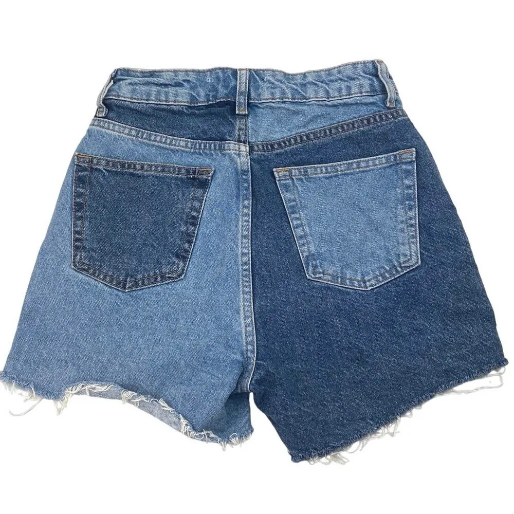 Pacific&Co Denim  Blue 100% Cotton Two Tone High Waisted Cutoff Jean Shorts Size 0 - Image 2