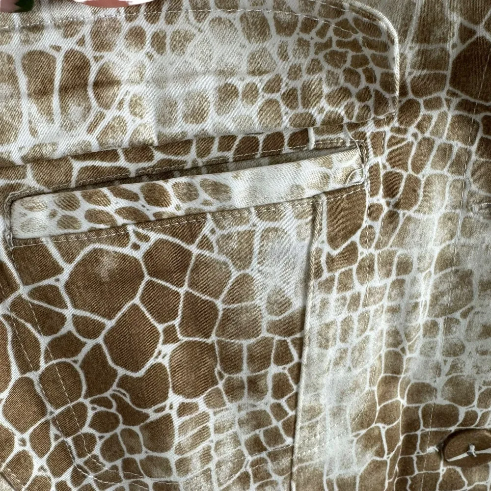 Spartelle Brown White Print 3/4 Sleeve Lightweight Cotton Button Up Jacket Sz L Size L - Image 4