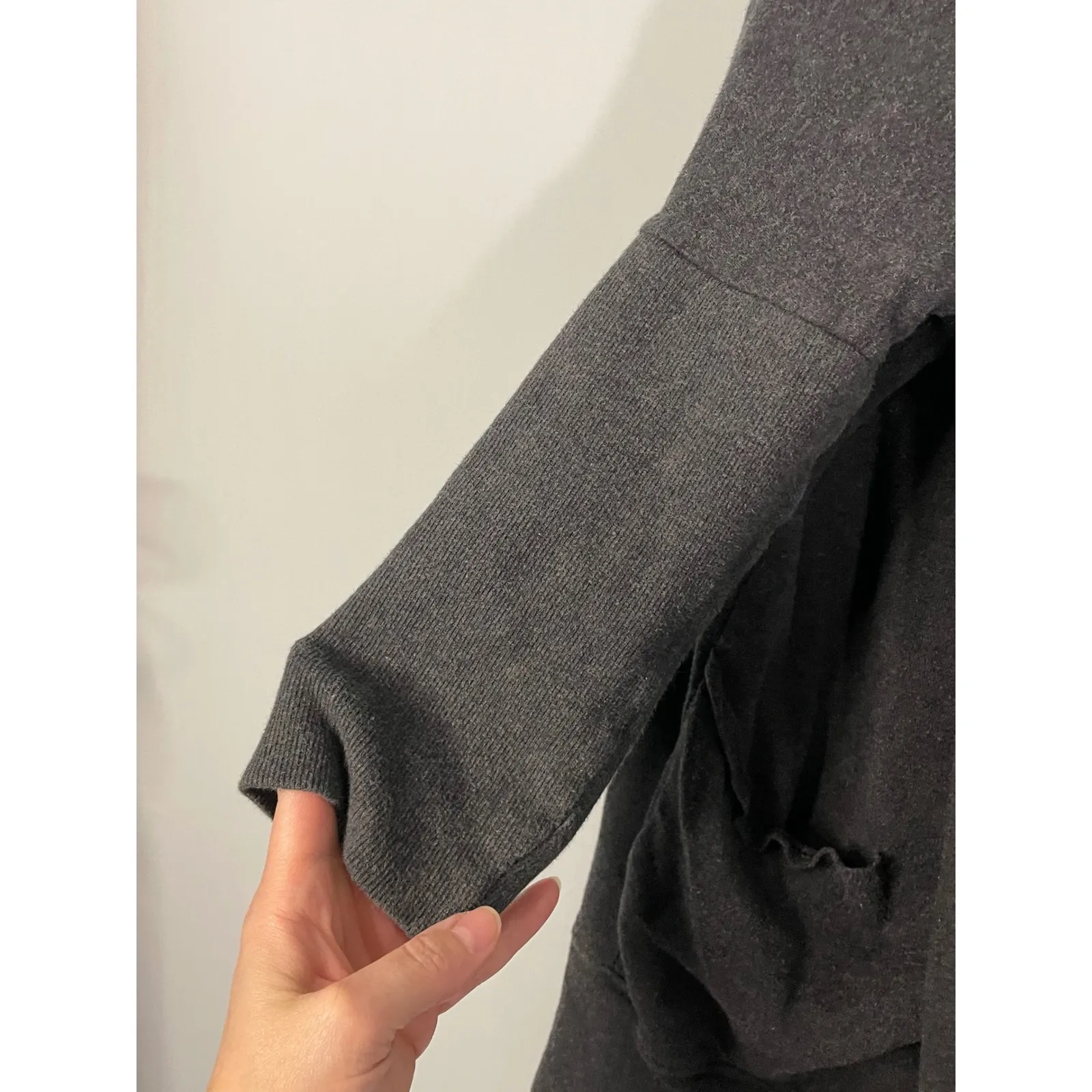 Pact Charcoal Gray Organic Cotton Open Front Long Sleeve Cardigan Sweater L/XL - Image 2