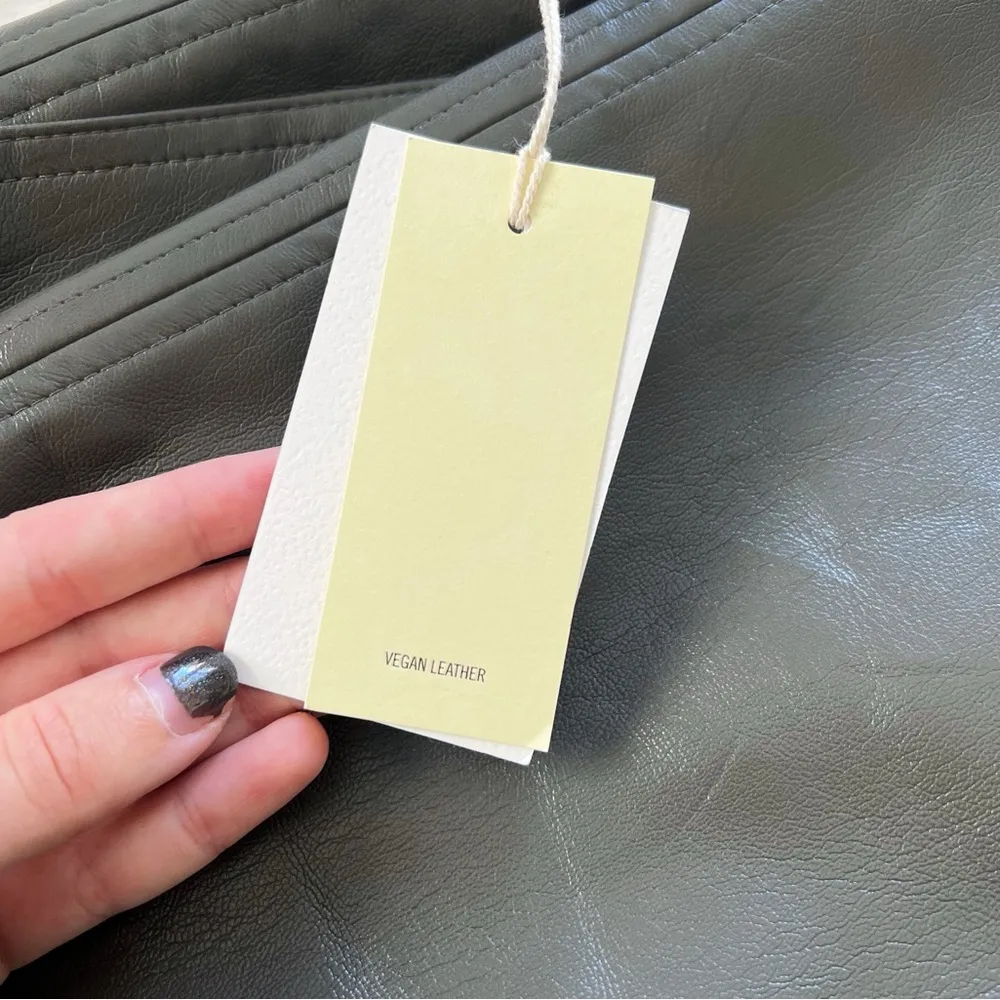 Wilfred • Aritzia High Tied Pants olive green faux leather vegan cropped ankle - Image 6