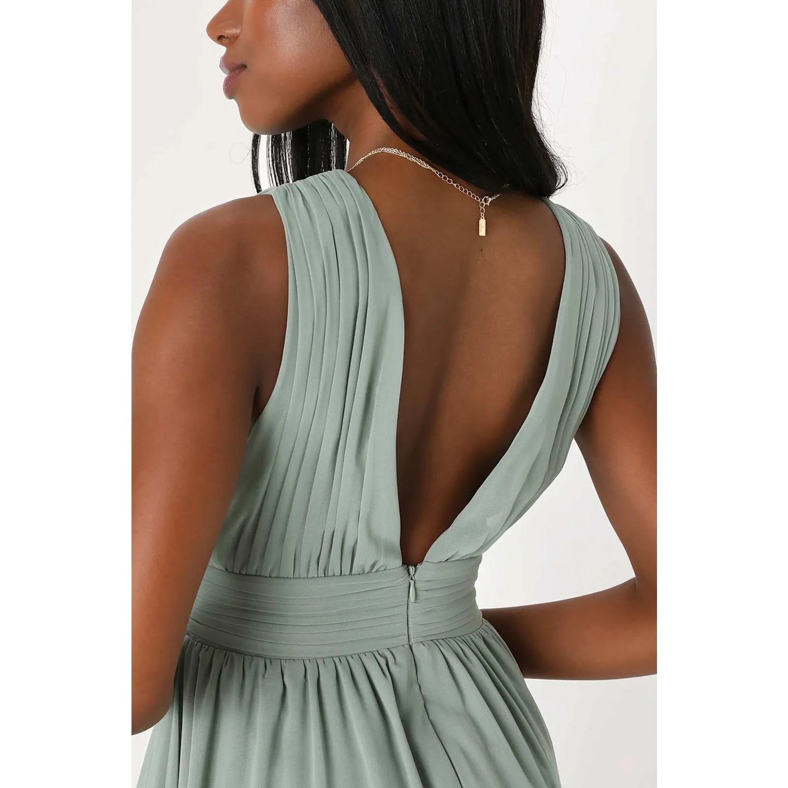 NWT Lulus Heavenly Hues Sage Brush Maxi Dress Wedding Bridesmaid Gala Size XL - Image 7