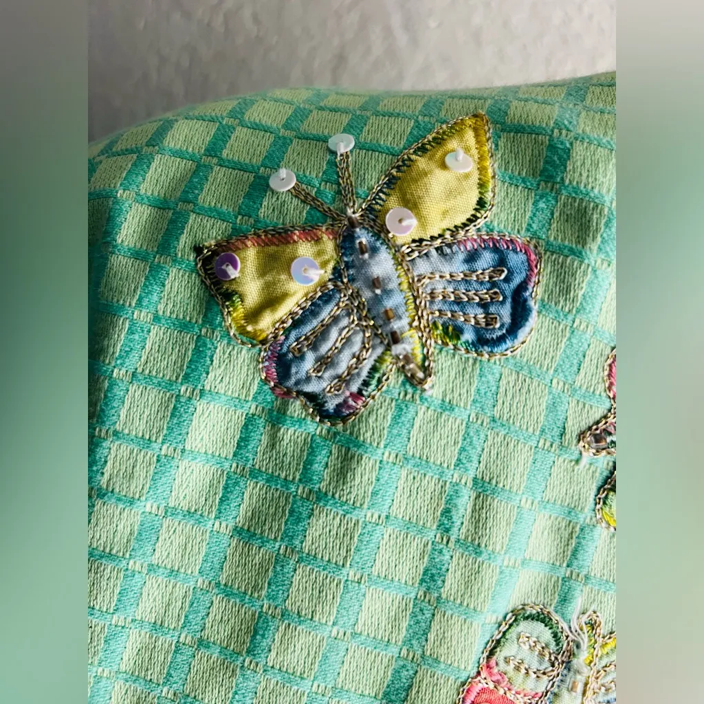 Indigo Moon Mint Green Sequin Butterflies Jacket size medium gentle use - Image 7