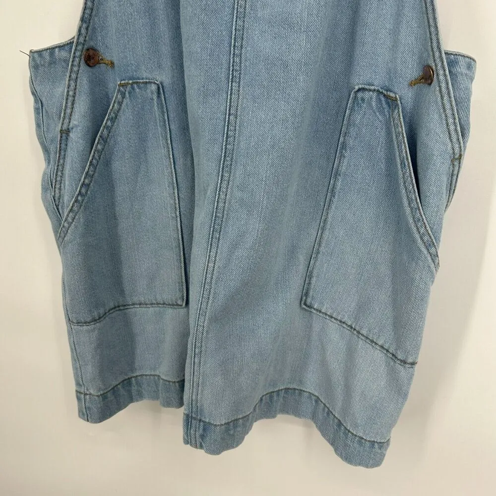 Universal Thread Denim Overall Dress Jumper Light Wash Pockets Sleeveless Sz XL - Image 4