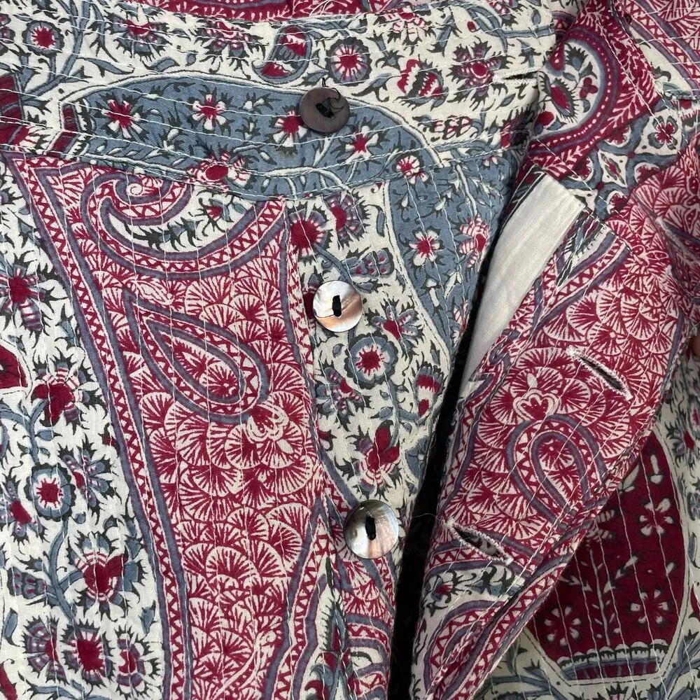 Antik Batik Quilted Cotton Voile Paisley Tajar Ankle Cargo Pants Trousers S 38 - Image 6