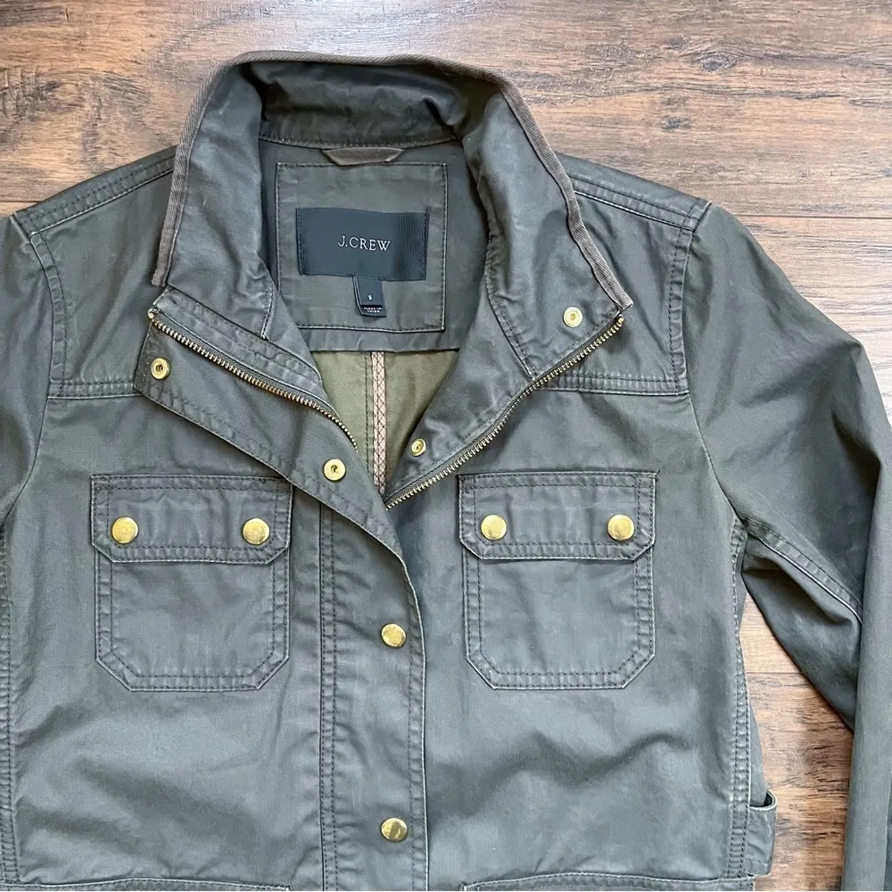 J Crew • Downtown Field Jacket waxed cotton canvas Mossy Brown olive green - Image 5