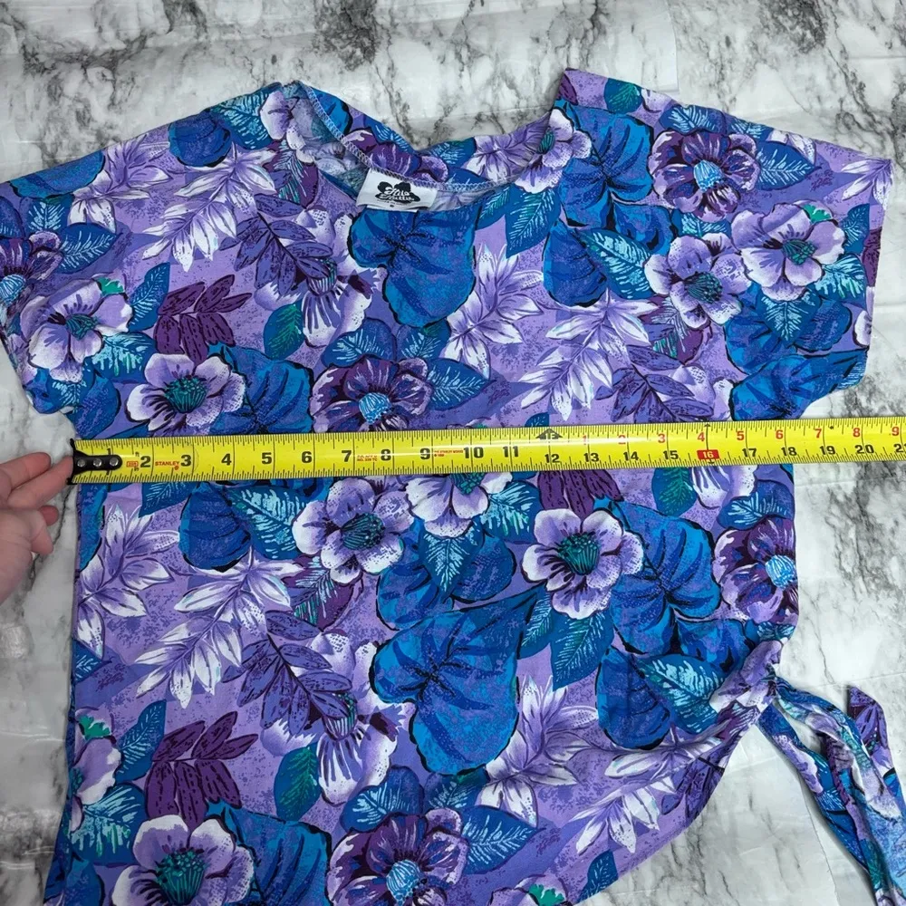Vintage 90s tropical made in Hawaii Shorts set purple blue floral print small - Image 6