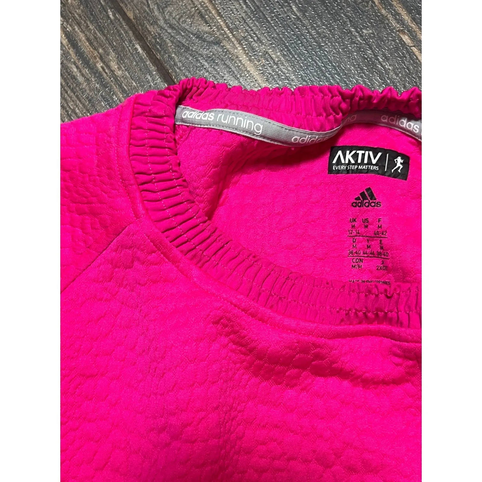 Adidas Running Aktiv Cropped Long Sleeve Sweatshirt Bright Pink Athletic Medium - Image 5