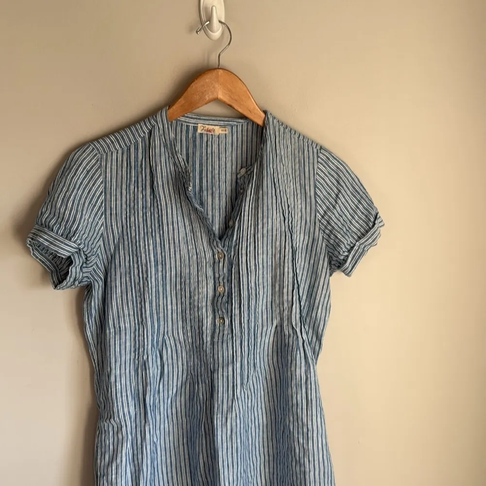 Faherty Gemina Blue Striped Linen Mini Dress XS - Image 4