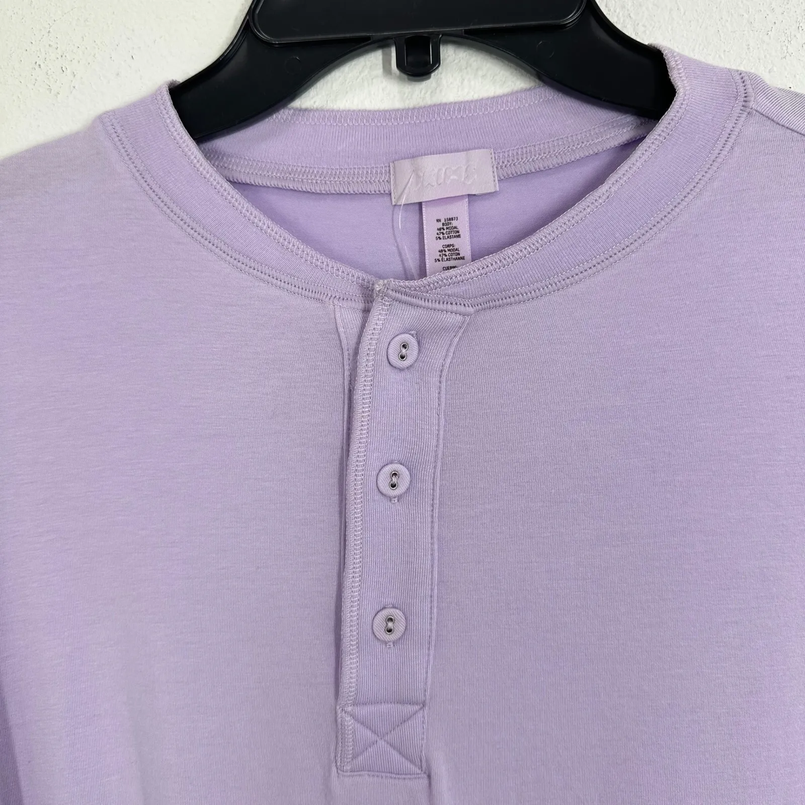 SKIMS Soft Lounge Long Sleeve Henley Top Lavender Purple XXS NWOT - Image 5