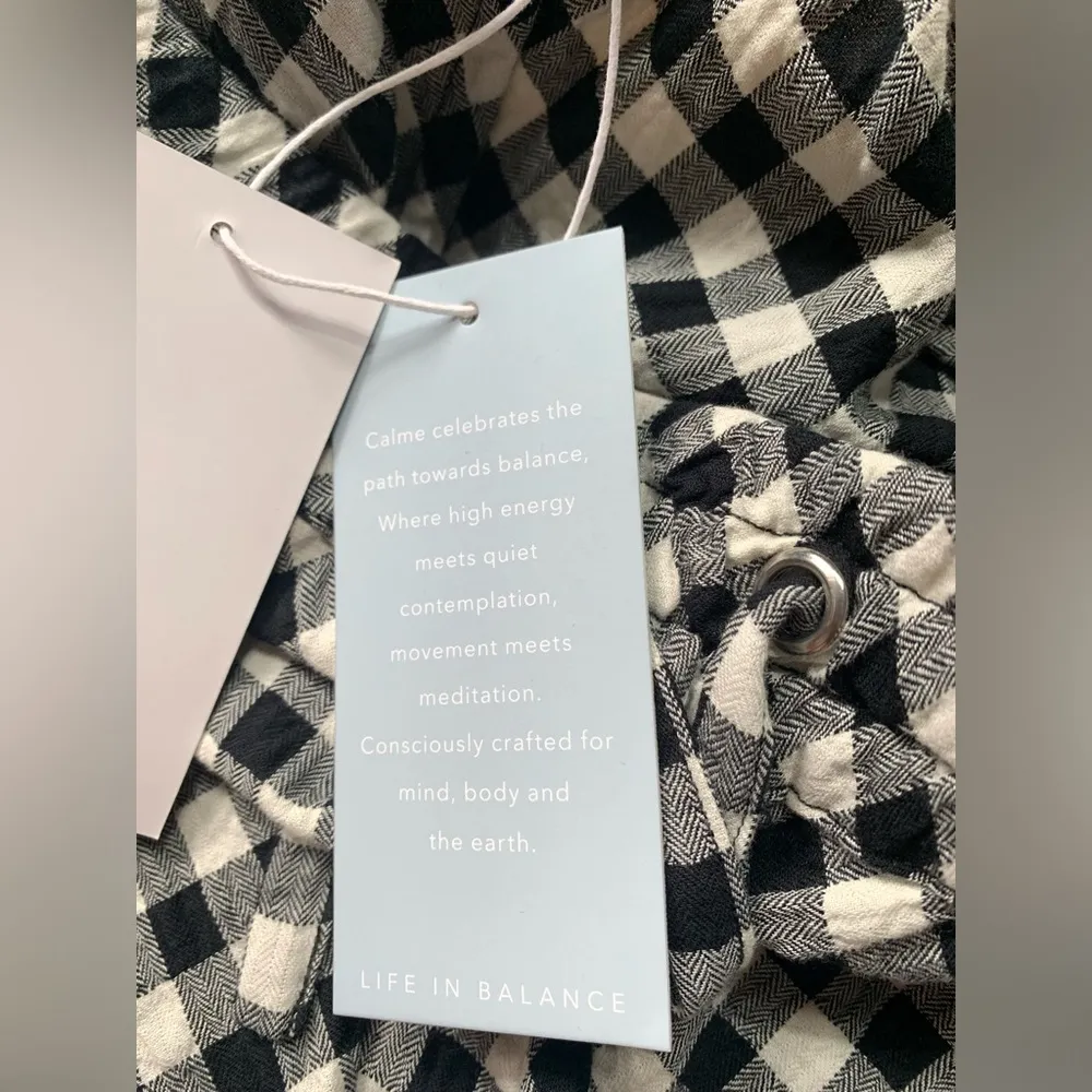 NWT Calme Johnny was drawstring a-line short XS black white - Image 6