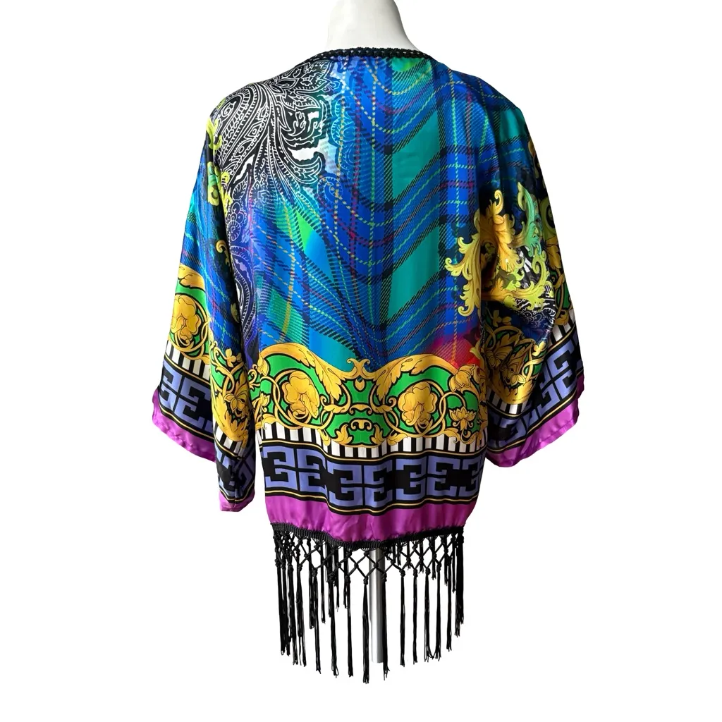 NWT, Sauvage Swim Silk Kimono, One Size Blue Size undefined - Image 4