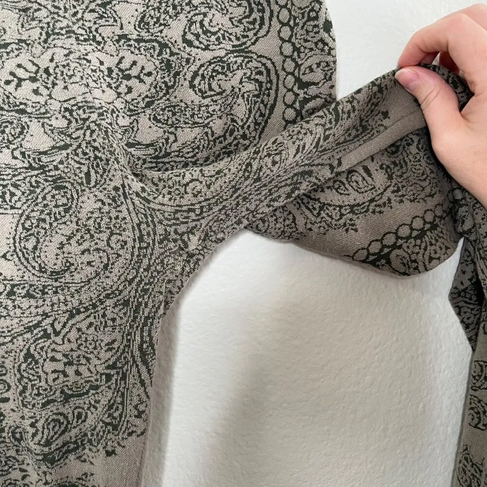 Free People Rare Boho Paisley Print Olive Green Knit Leggings Size XS - Image 5