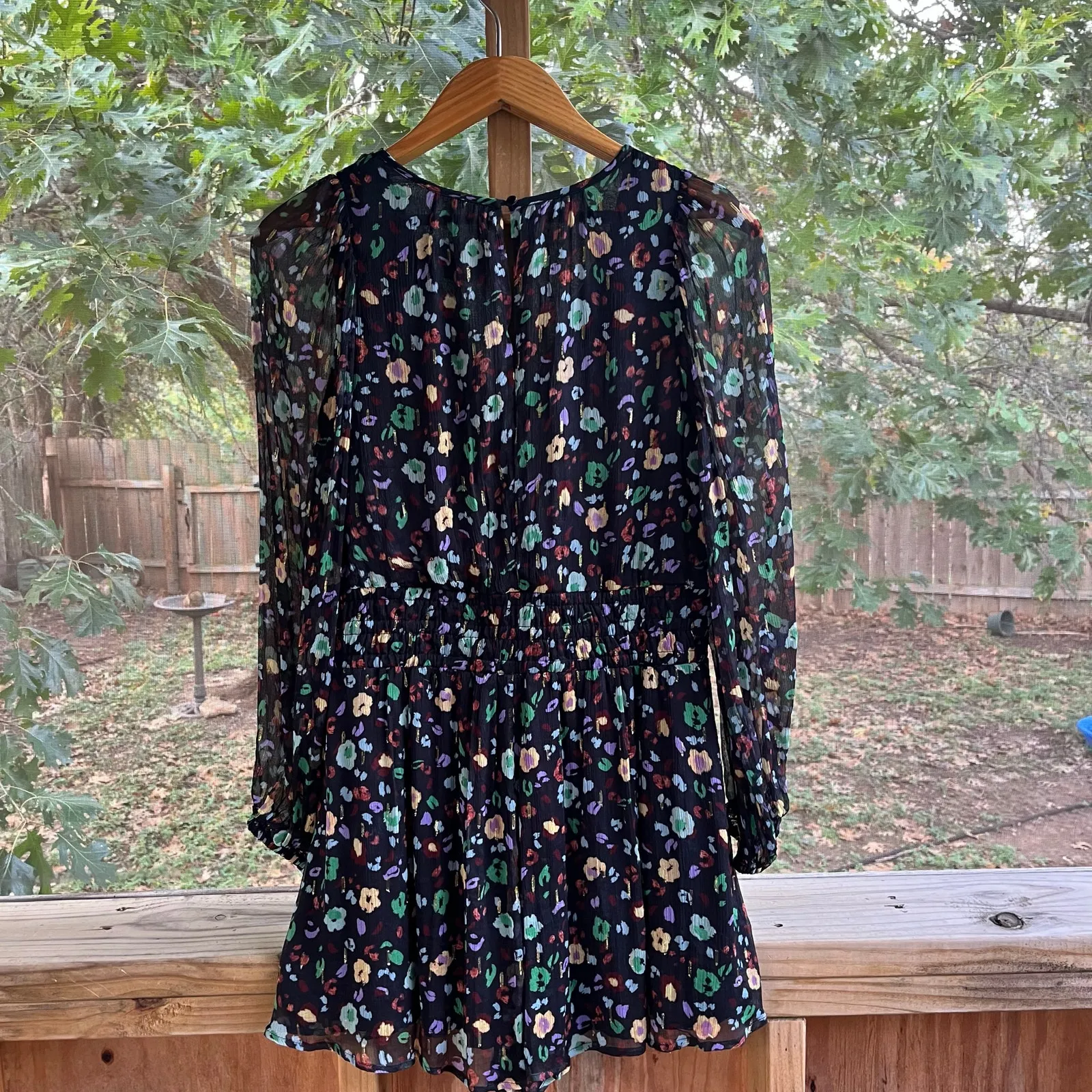 Anthropologie The Long Sleeve Somerset Romper Black Printed Size S. NEW - Image 5