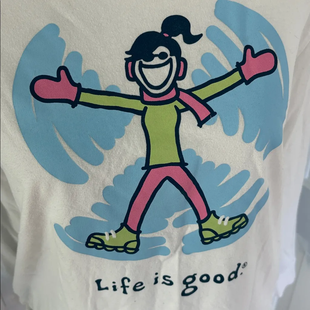 Life Is Good Tshirt Long Sleeve Snow Angel Sleep Shirt size Small - Image 2