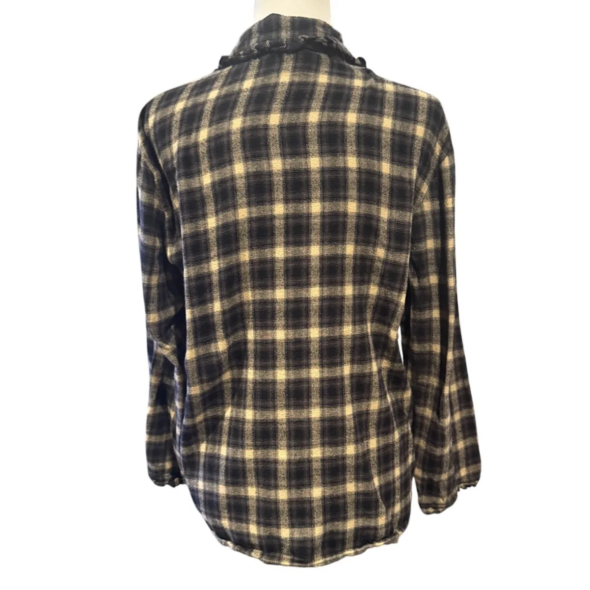 SUNDANCE Ruffle Collar Plaid Shirt Jacket Shacket - Size M - Image 3