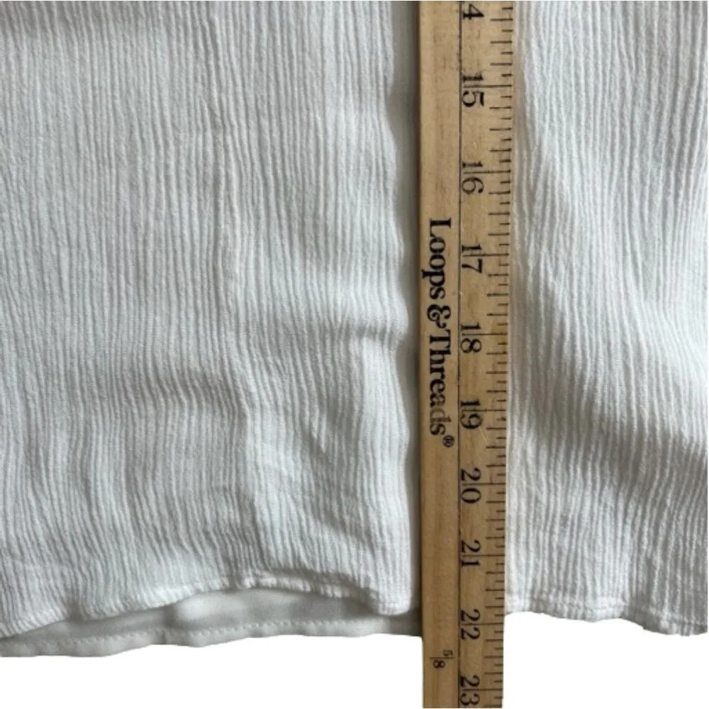 Cremieux White Crepe Boho Flowy Sleeve Hippie Layered Romantic Blouse Size S - Image 8