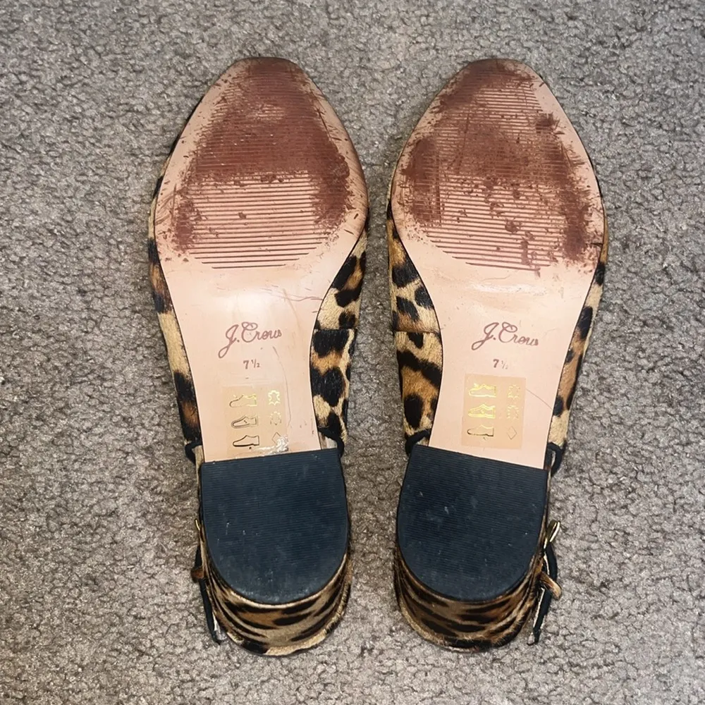 J.Crew Slingback Block Heel Pump Leopard‎ Calf Hair Leather Rich Mohagany 7.5 - Image 8
