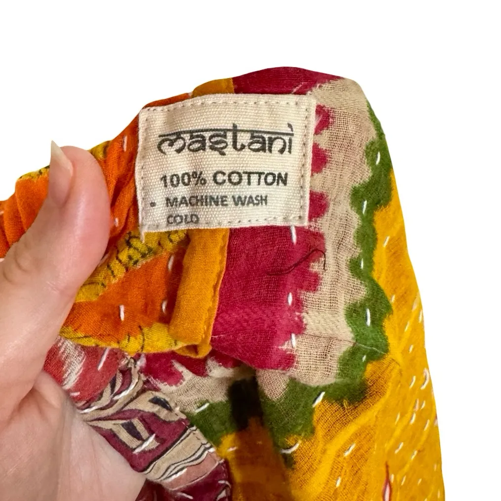 Kantha Sleeveless Midi Dress by Mastani Handmade Boho Red Size undefined - Image 7