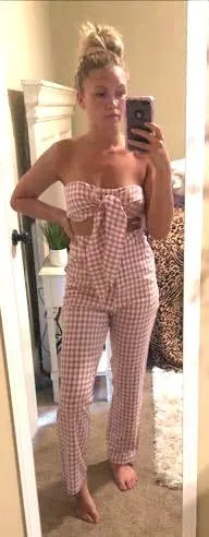 Hello Molly Pink Checked Pant Set - Image 3