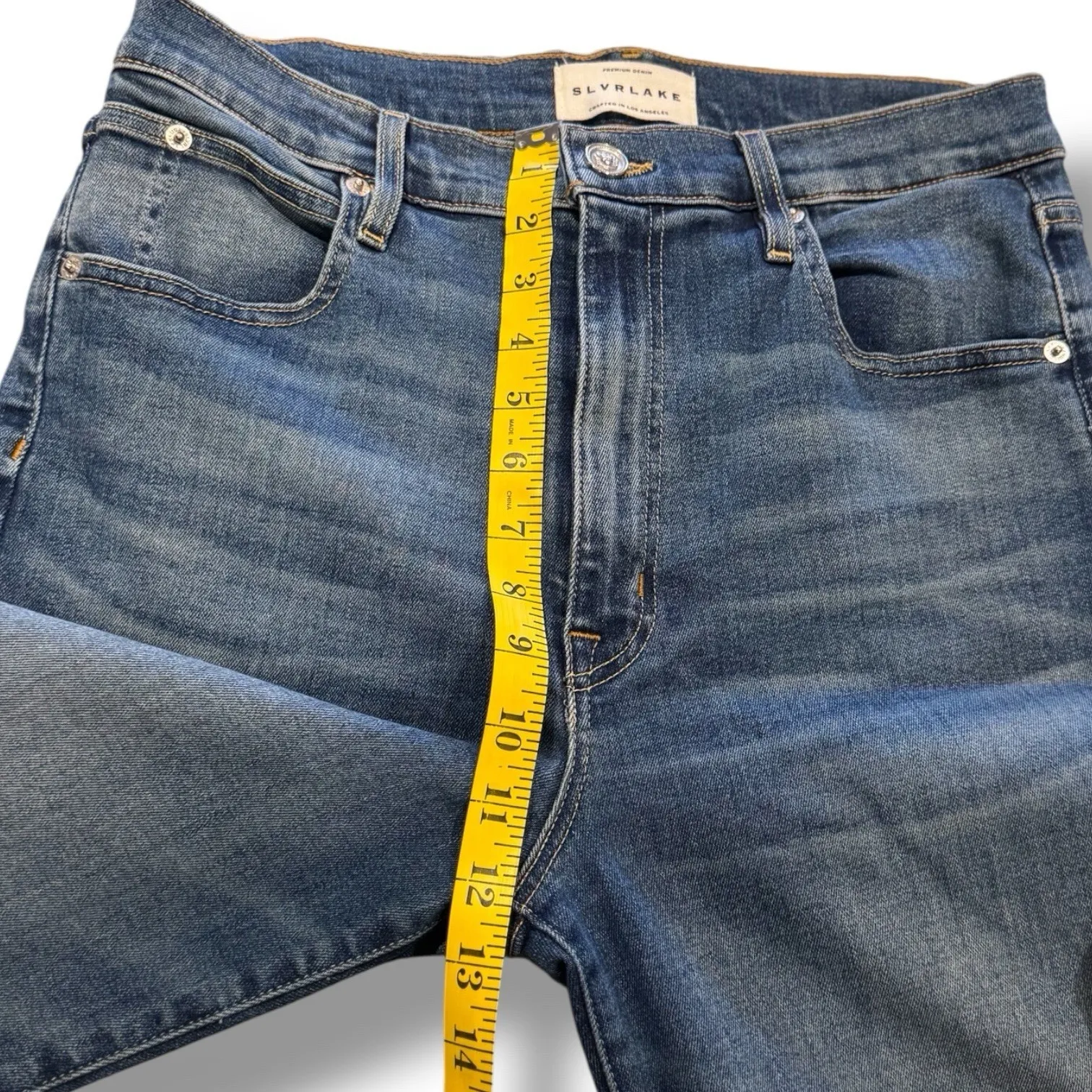 SLVRLAKE Roxy High Rise Straight Leg Jeans Southern Cross Size 31 Premium Denim Blue - Image 5