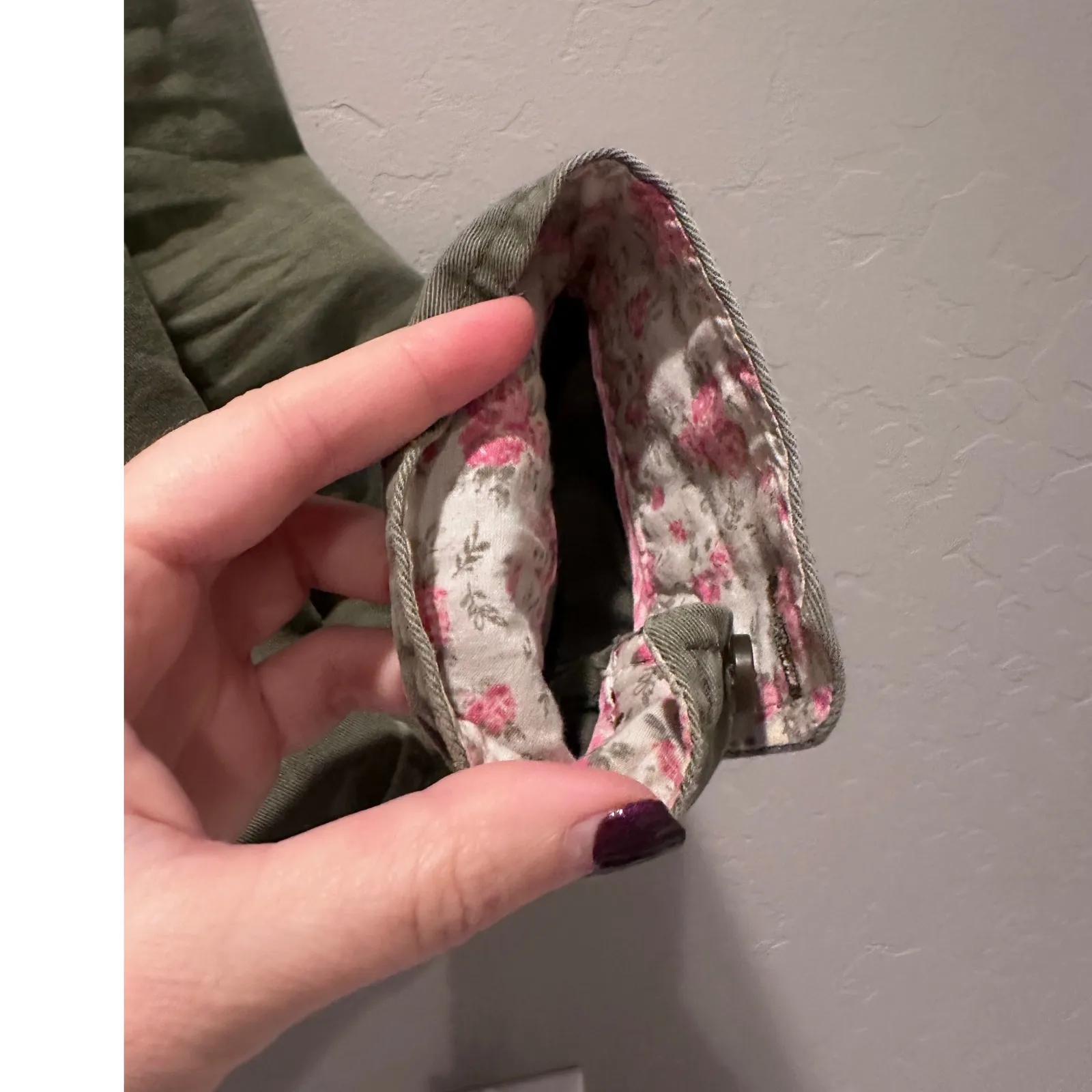 Vintage Abercrombie & Fitch Army Green Button Up Collared Shirt Medium Cotton - Image 5