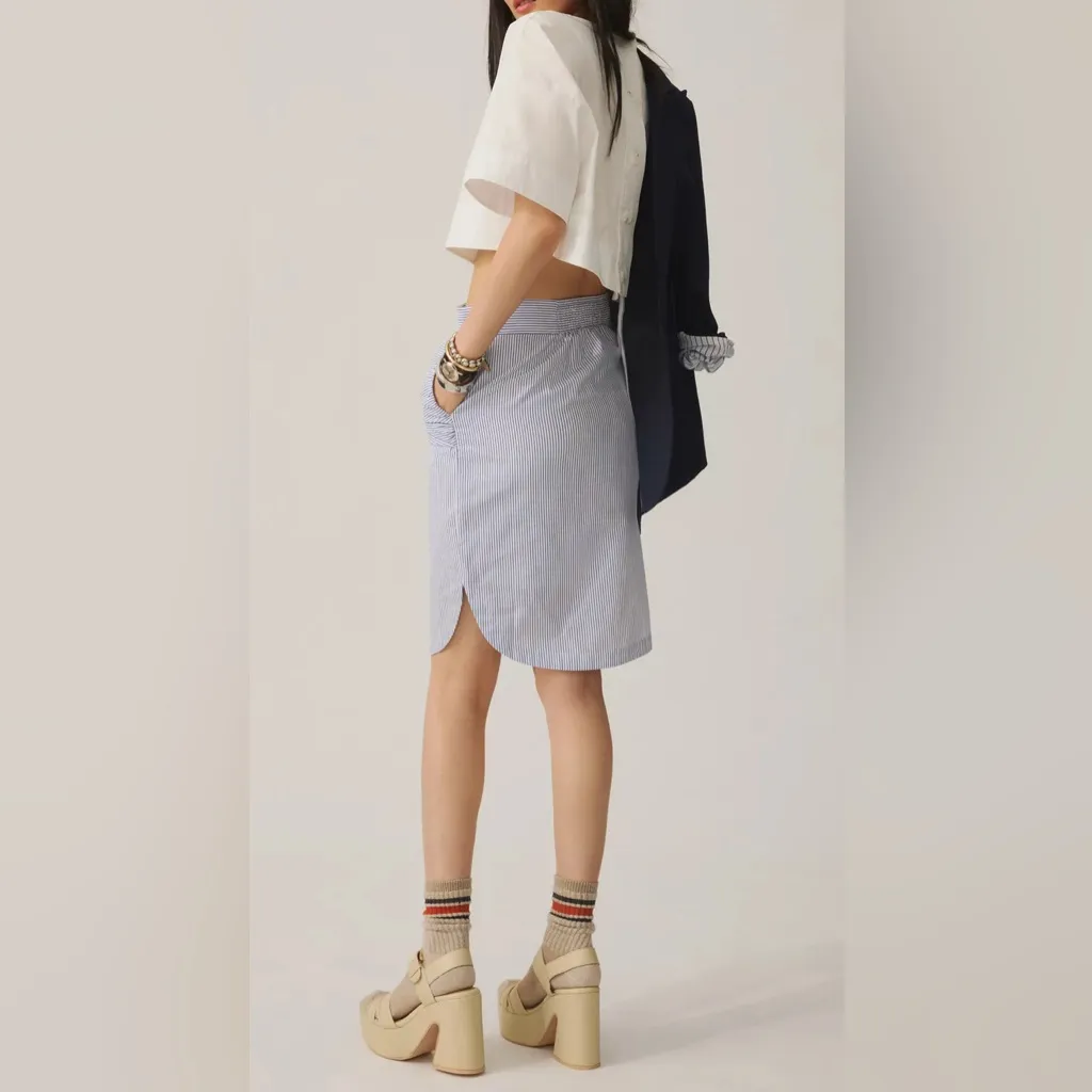 🆕Maeve Sleeve-Waist Button-down Striped Blue& White  Skirt M🆕 - Image 2