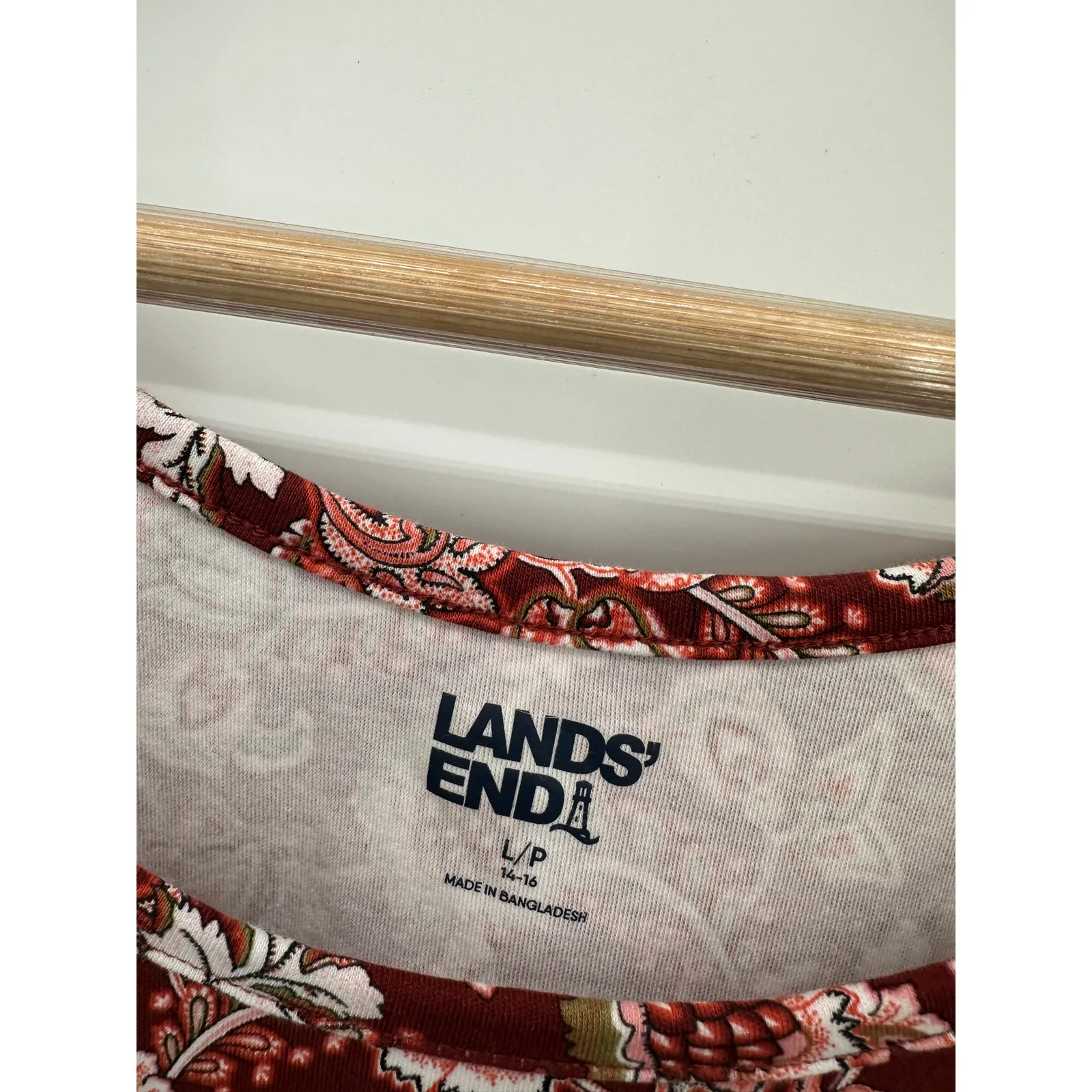 Lands End Tank Top Womens Size LP Red Fall Floral Cotton Stretch Casual Basic - Image 6