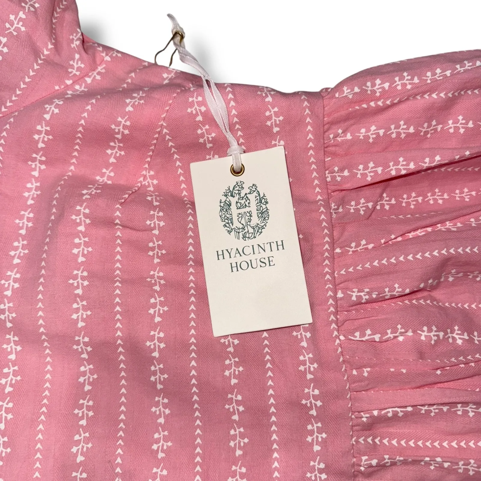 Hyacinth House Pink Maxi Dress‎ Square Neck Puff Sleeve Smocked Summer - Image 9