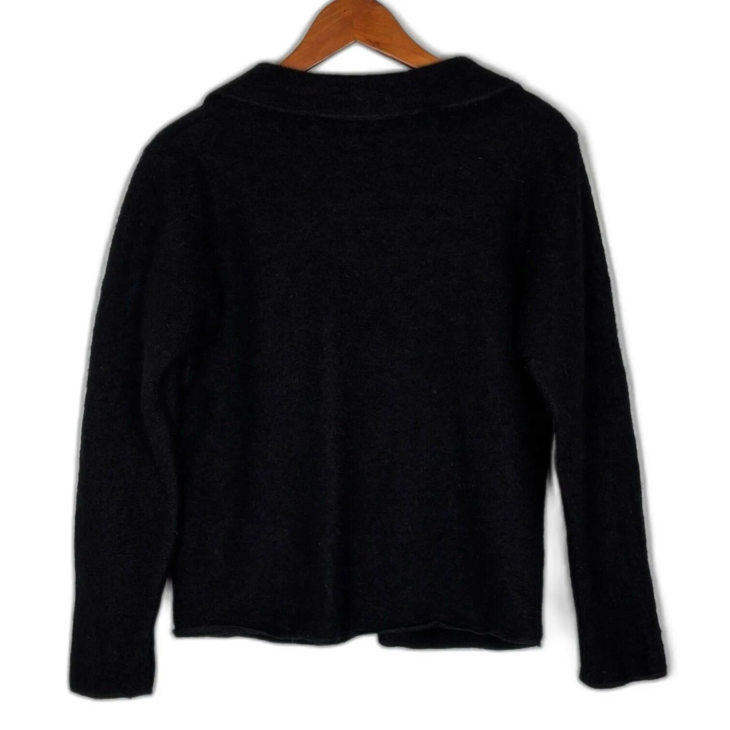 VTG Women's 100% Wool Whimsigoth Dark Academia Black Cardigan Collar Size M - Image 2