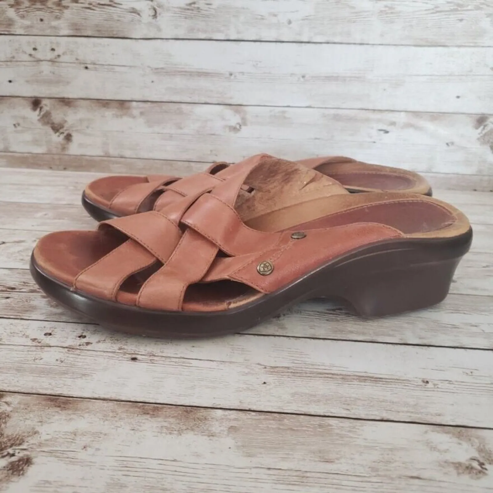 Ariat Women's Leather Upper Brown Sandals Size 9 B - Image 8