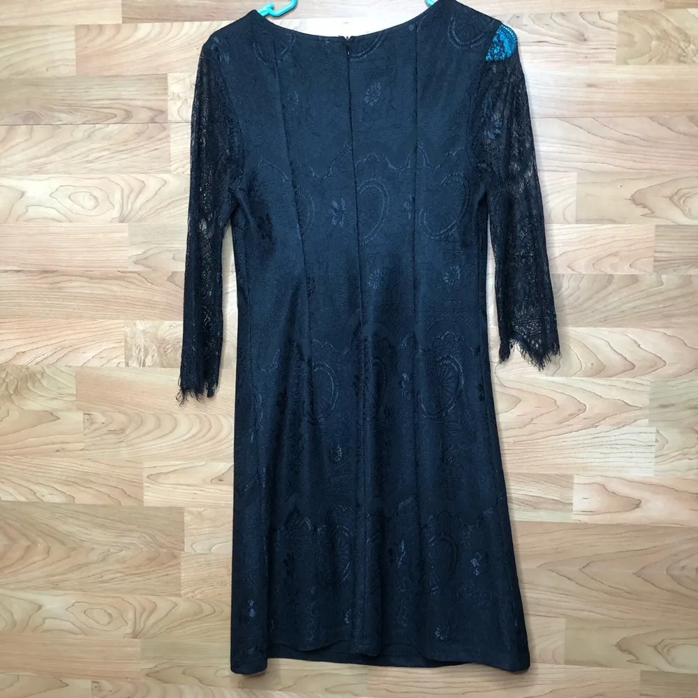 Solitaire Size Small  LACE LINED BLACK LONG SLEEVE DRESS - Image 6