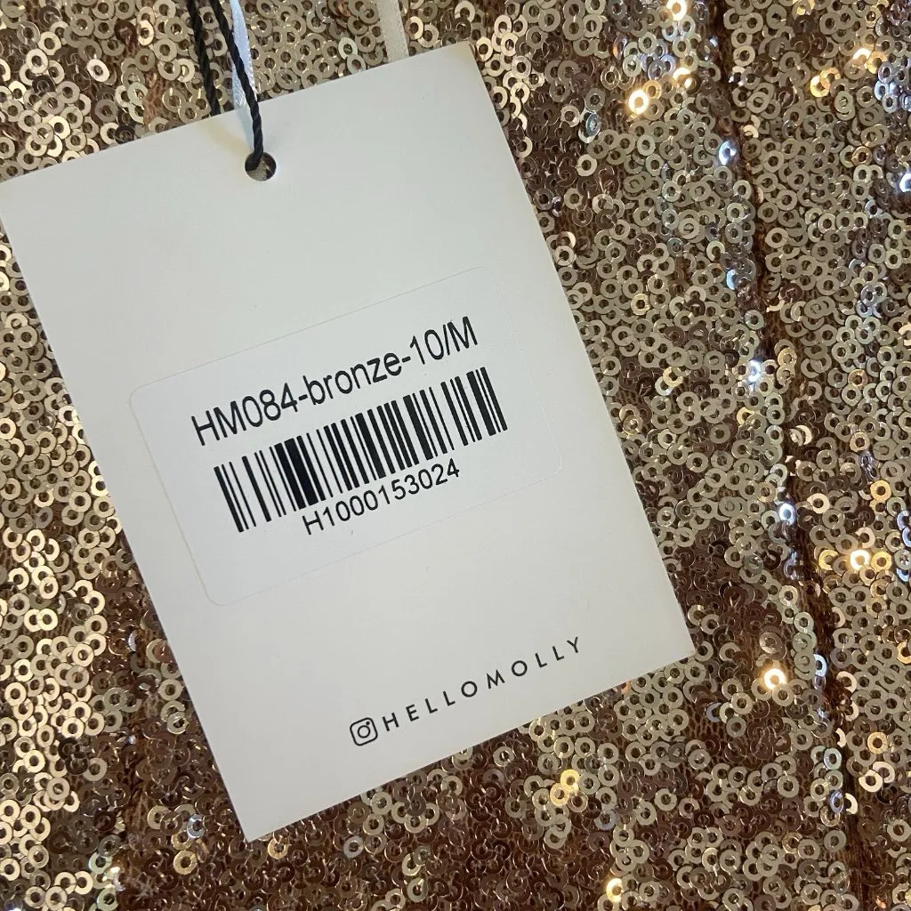 Hello Molly Sequin Halter Dress Size 6 HoCo Party Holiday Date Night Glitter NWT - Image 5