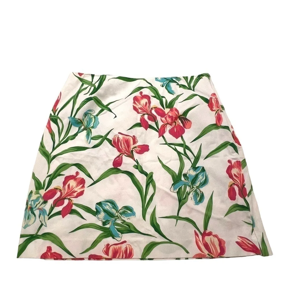 Vintage Jones New York Country A-Line Skirt White Pink Floral - Image 2