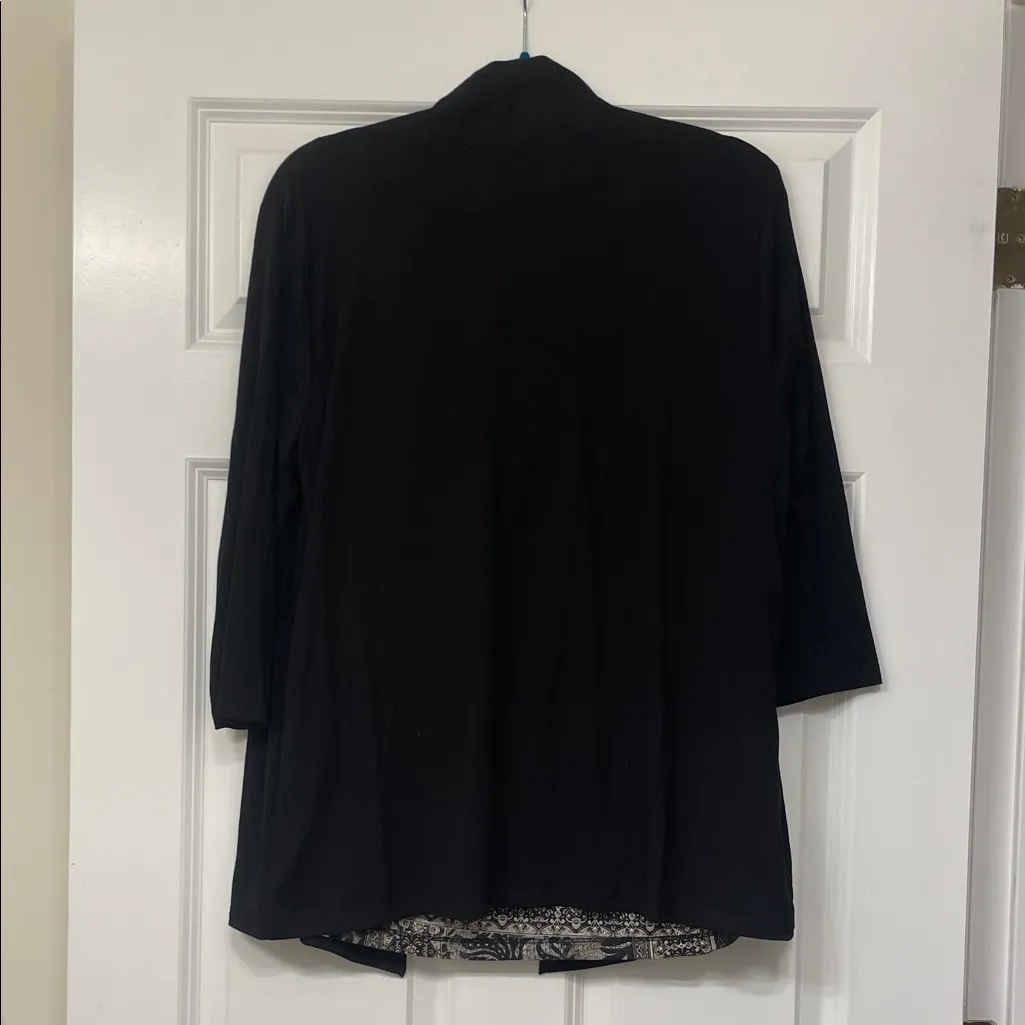 August Silk Black Cardigan with Patterned Top - Image 6