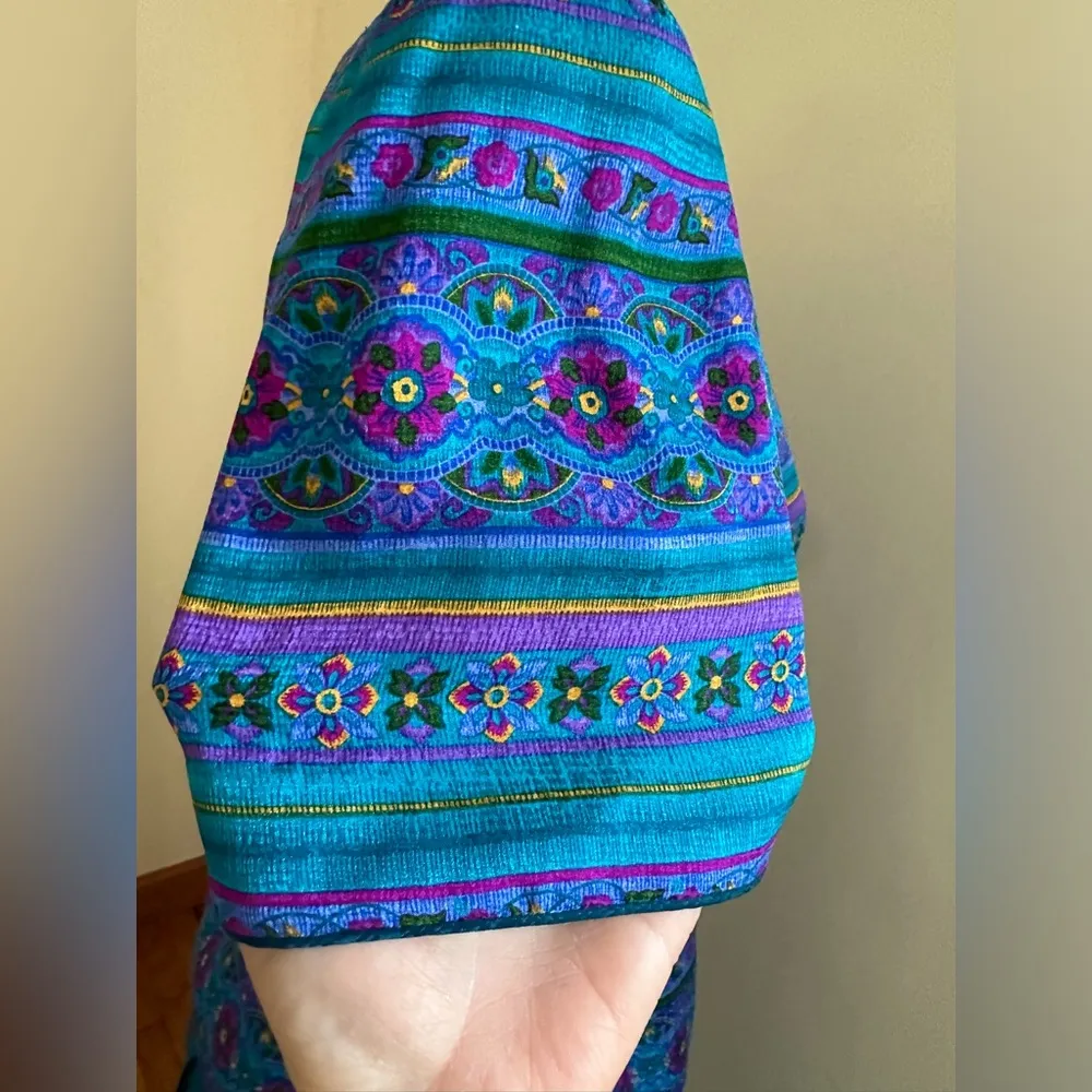 Adrianna Papell Safe Silk Blue,Pink,Purple,Yellow Satin Skirt Set 100% Silk Sz 6 - Image 7