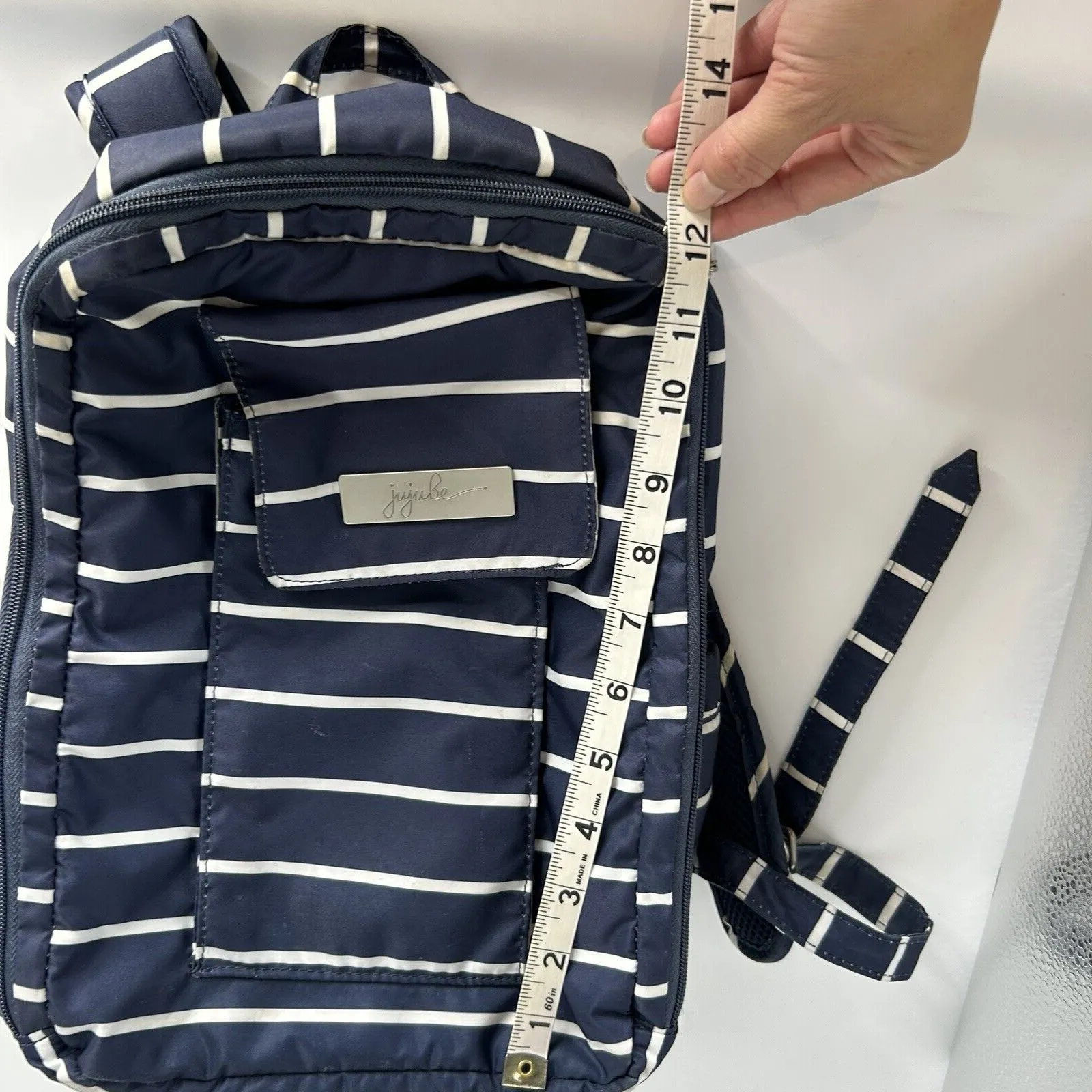 JuJuBe Diaper Backpack Coastal Collection MiniBe Annapolis Navy Blue Striped - Image 12