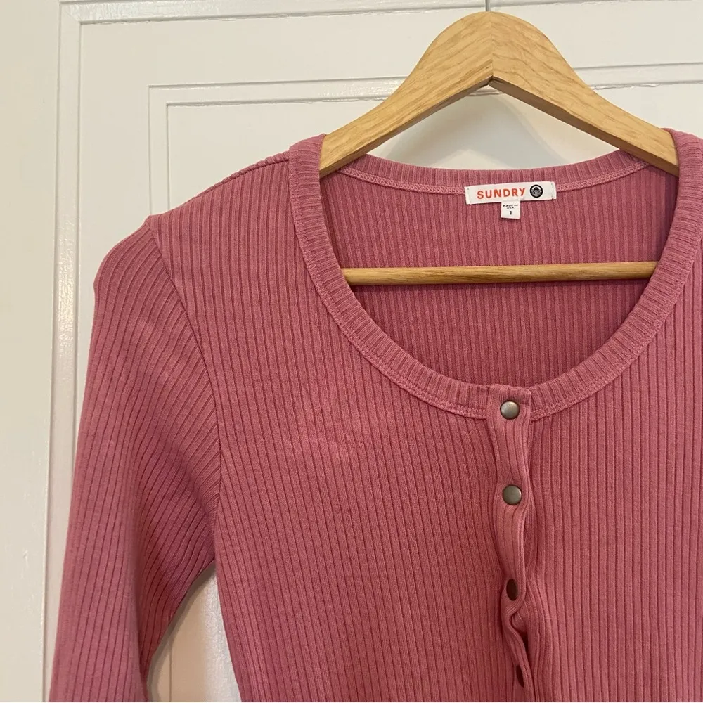 Sundry Henley ribbed mini dress - Image 3