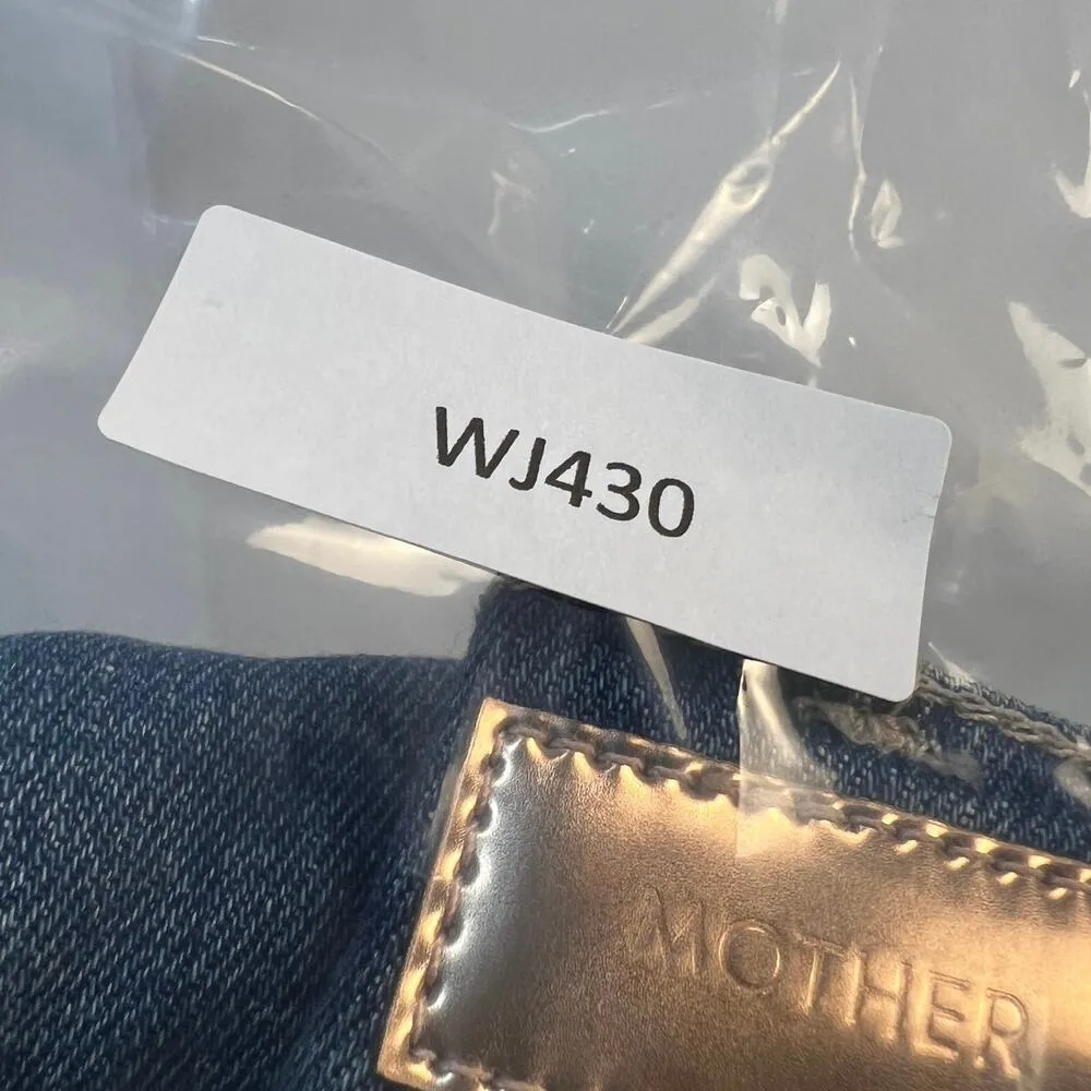 Mother The Patch Pocket Hustler Crop Jean Button Fly Half Raw Hem Size 25 Blue - Image 14