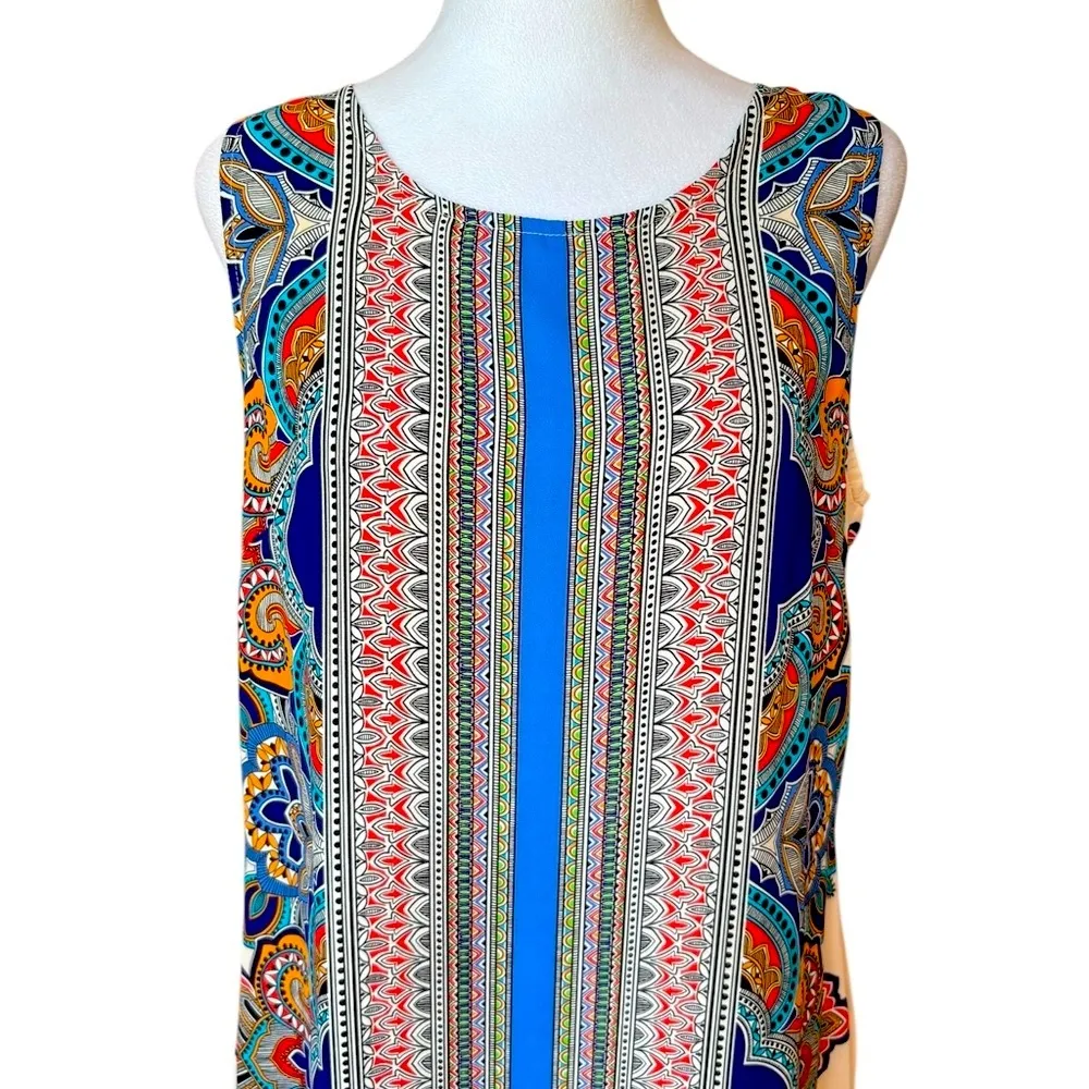 Artisan NY Sleeveless Lined Tunic Dress Paisley Moroccan Boho Print Womens 8 NWT - Image 5