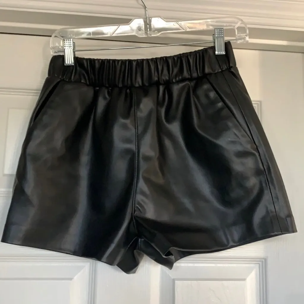 LIMITED EDITION Blank NYC Black Faux Leather High Rise Shorts - Image 4